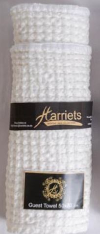 Waffle Weave Guest Towel White with White Stitch