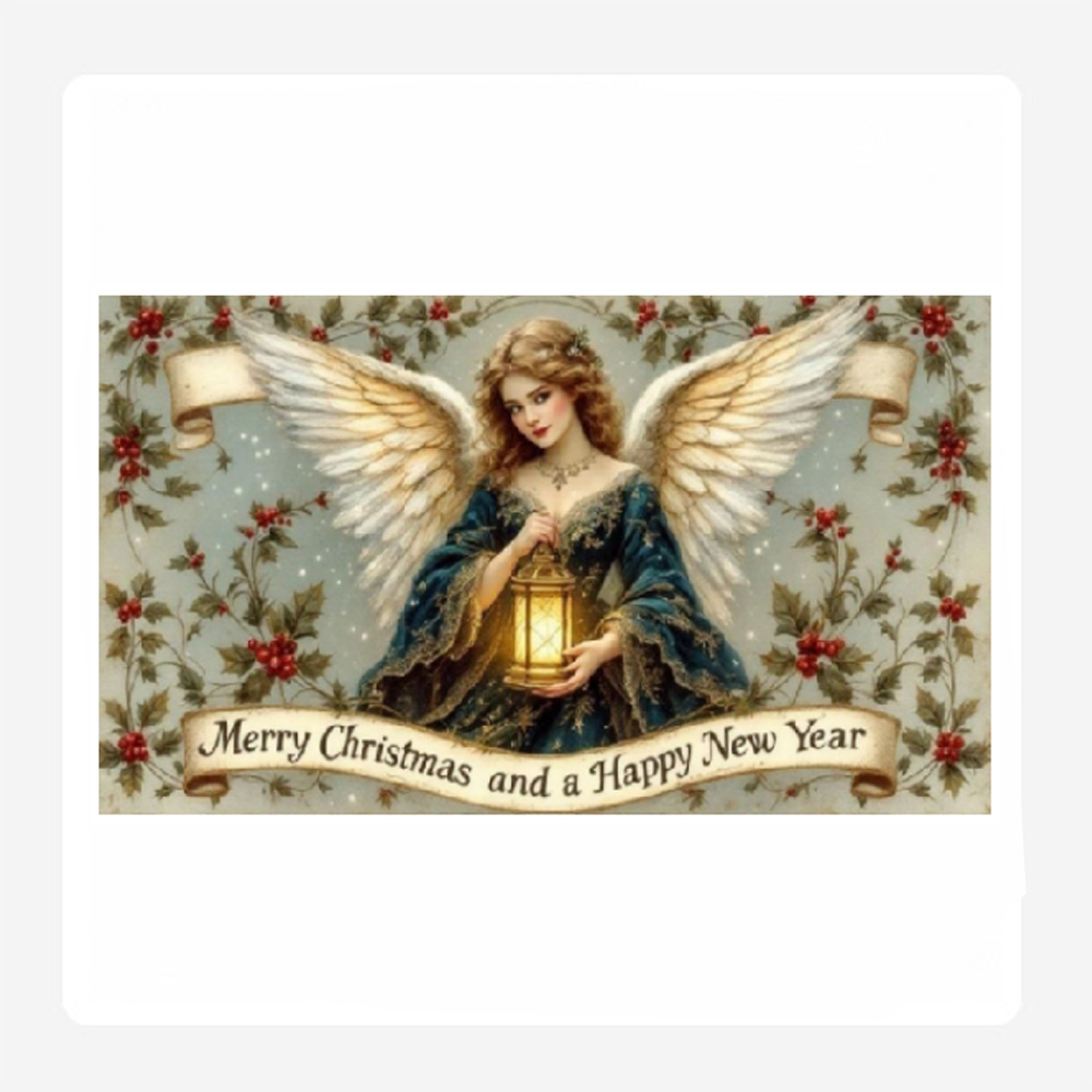 Merry Xmas Lady Lamp Disposable Paper Placemats Set 24