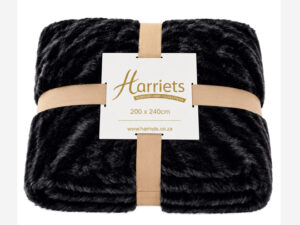 Super Soft Black Faux Fur Throw