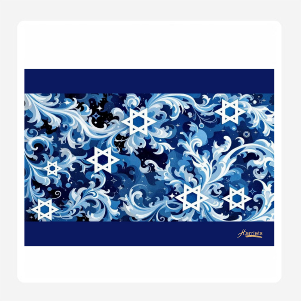 Star of David Swirls Blue Disposable Paper Placemats Set 24