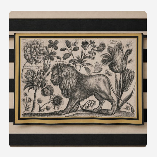 Botanical Lion Natural Table Cloth