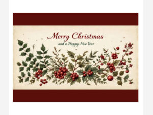Merry Christmas Holly Berries Placemats Disposable Paper Placemats Set 24