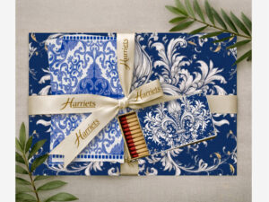 Blue Elegance – Disposable Dining Sets (Placemats, Napkins & Long Matches)