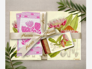 Botanical Protea – Disposable Dining Sets (Placemats, Napkins & Long Matches)
