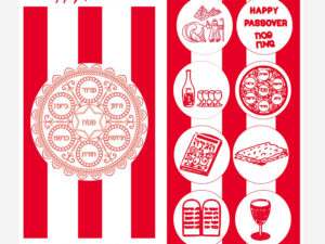Napkin Pesach Red Slimline Set of 25