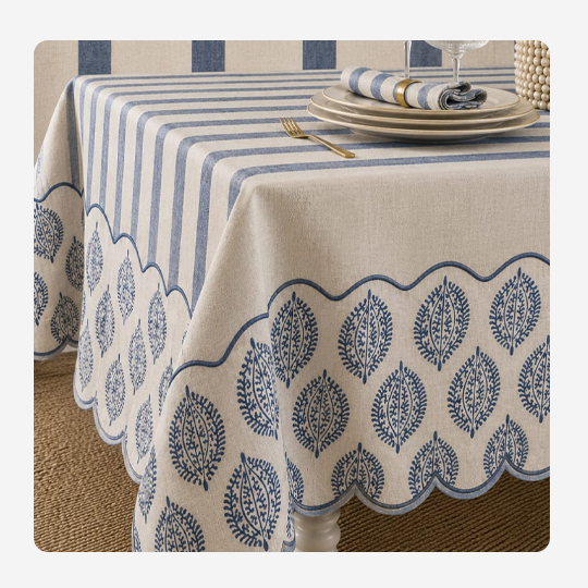 Stripes and pattern light blue Table cloth