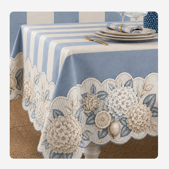 Botanical and lemon light blue Table cloth