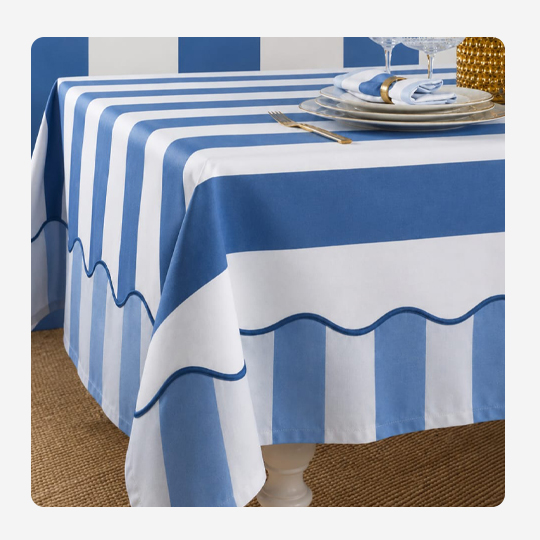 Blue and white stripes Table cloth