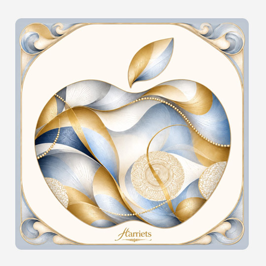 Apple Swirls Gold and Blue Placemat Set 24