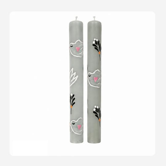 Grey bird – Hand painted Candles