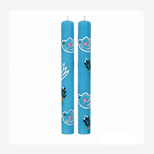 Light blue bird – Hand painted Candles