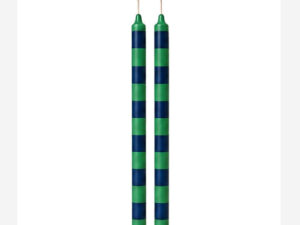 Green and dark blue stripes – Hand painted Candles