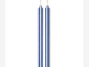 Blue and white vertical stripes – Hand painted Candles