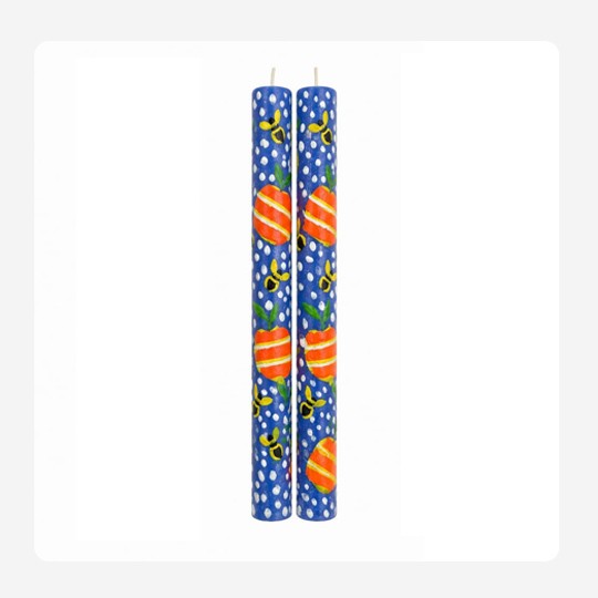 Apple and bees blue – Hand painted Candles