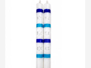 2 tone blue magen david stripe – Hand painted Candles