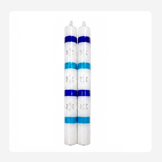 2 tone blue magen david stripe – Hand painted Candles