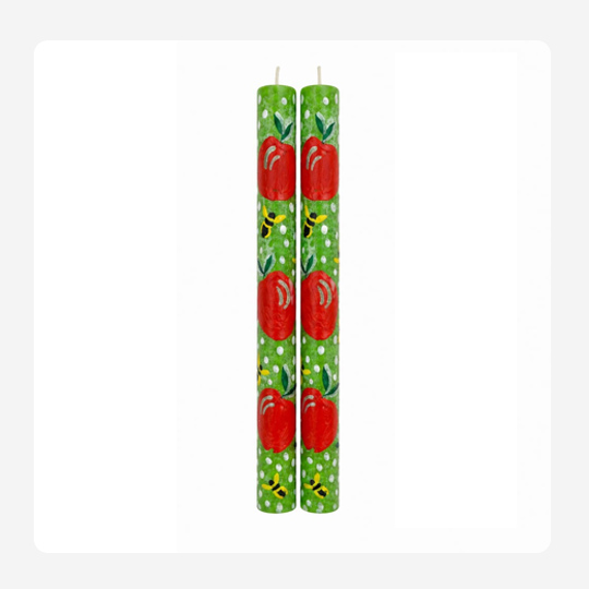 Apple and bees green – Hand painted Candles