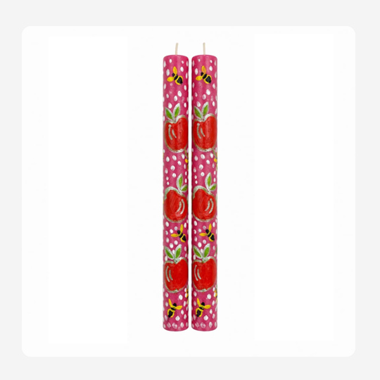 Apple and bees pink – Hand painted Candles