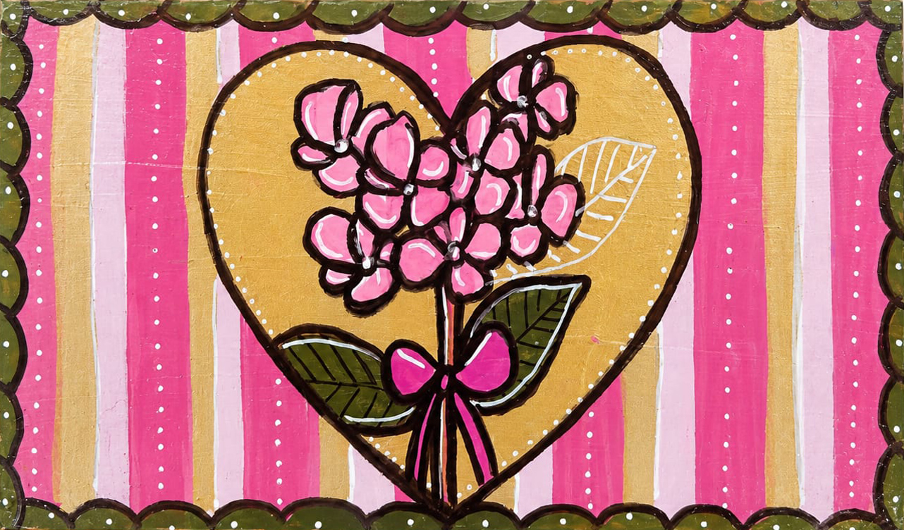 Pink flowers - Hand painted Matchboxes - Image 2