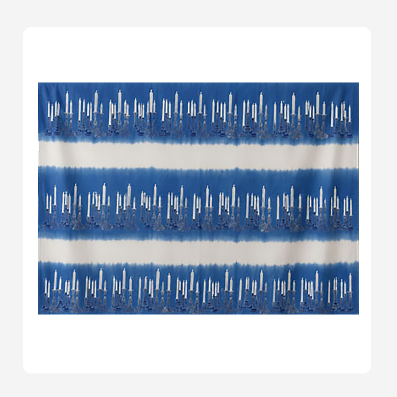 Blue Candles 100% Indian Cotton Block Print Table Cloth blue