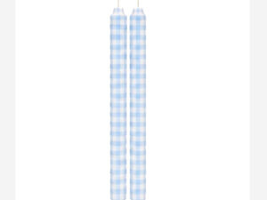 White and light blue checkers – Hand painted Candles