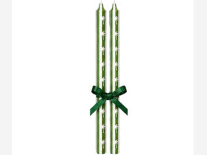Green and white trees vertical lines – Hand painted Candles