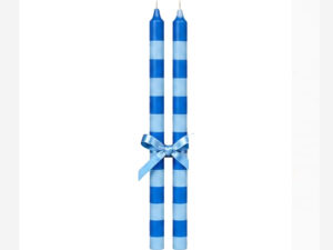 Blue and light blue stripes – Hand painted Candles