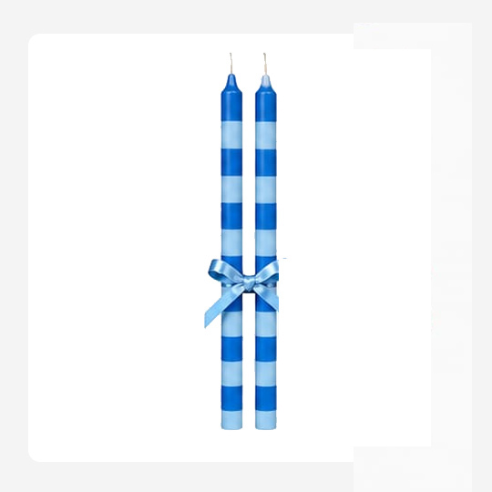 Blue and light blue stripes – Hand painted Candles