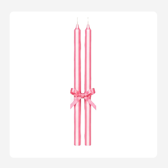 Light pink and white vertical stripes – Hand painted Candles