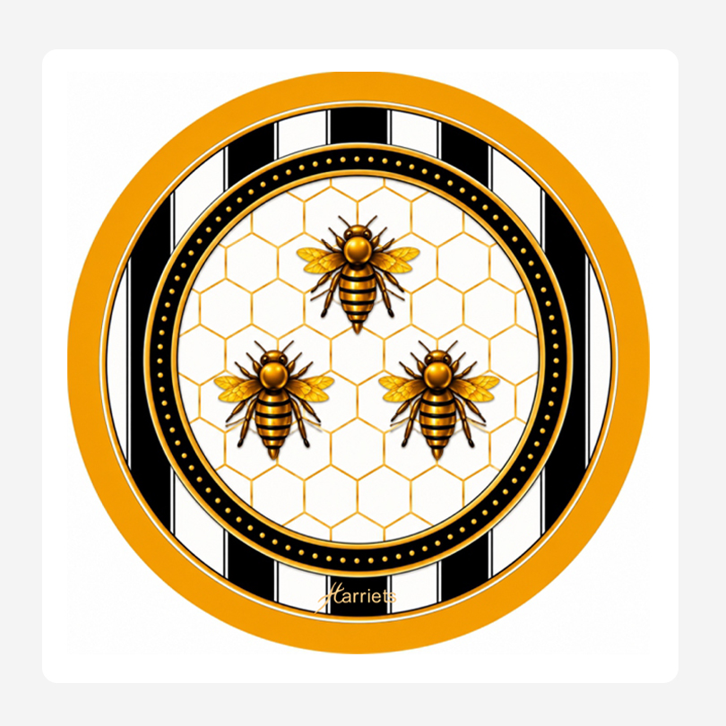 Gold Bees Round Disposable Coaster