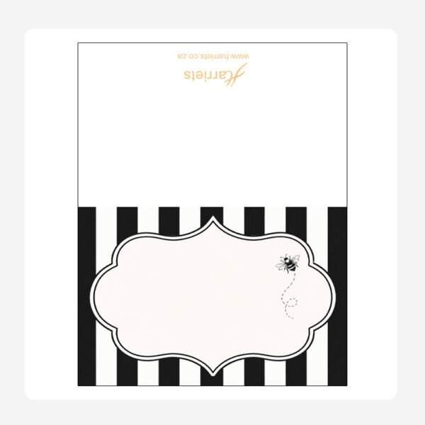 Bee Black and White Stripes Name place setting