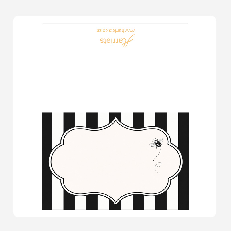 Bee Black and White Stripes Name place setting