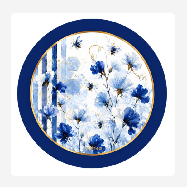 Blue Bees Round Disposable Coaster