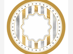 Gold & Silver Striped Pattern Round Disposable Coaster