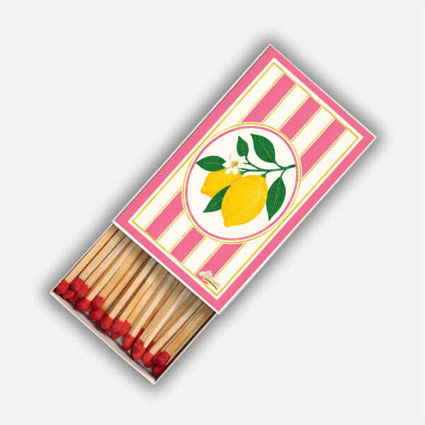 Lemon Pink Stripes Matchboxes