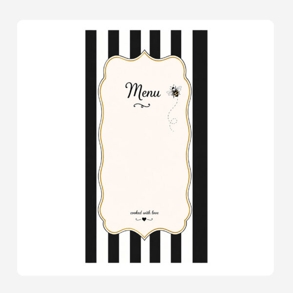 Striped Black and White Disposable paper menus