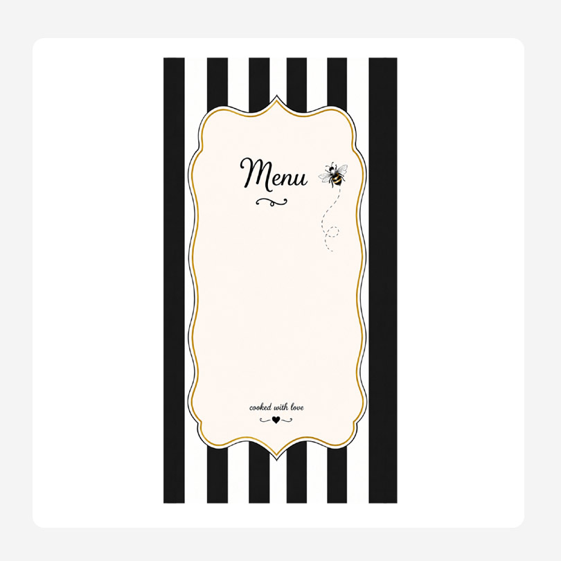 Striped Black and White Disposable paper menus