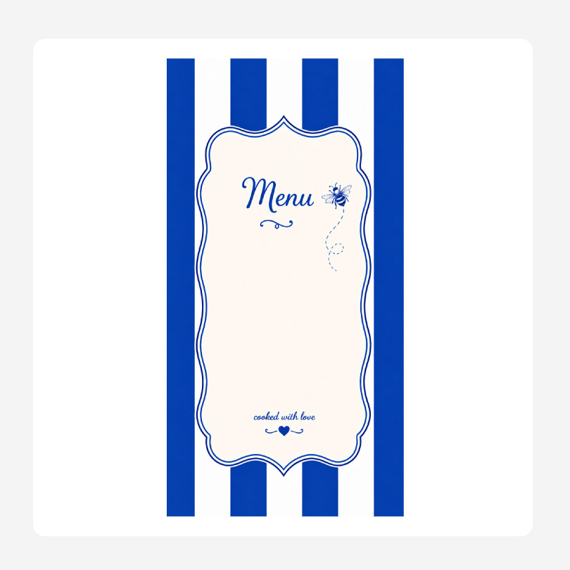 Striped Blue Disposable paper menus