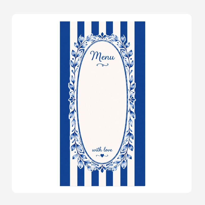 Floral Oval Disposable paper menus