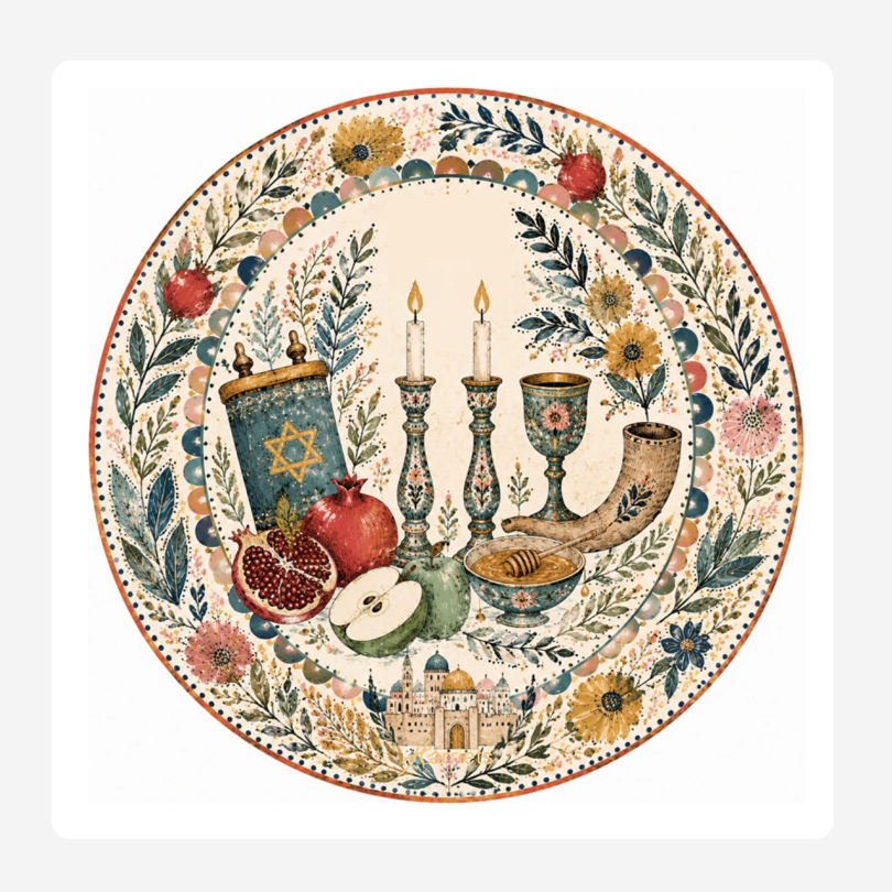 Rosh Hashana Round Disposable Coaster