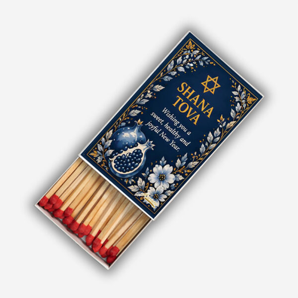 Shana Tova Pomegranate Blue Matchboxes