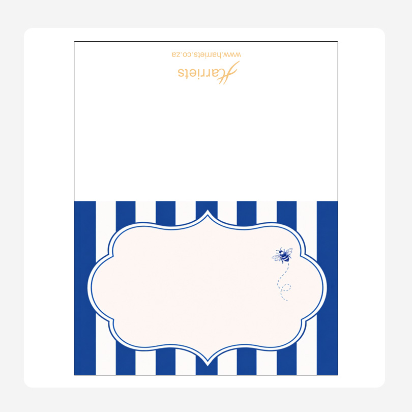 Bee Blue and White Stripes Name place setting