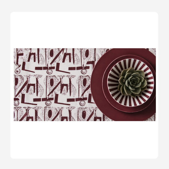 Burgundy 100% Indian Cotton Block Print Table Cloth