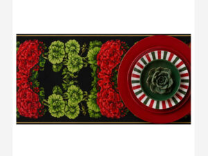 Red and Green Flowers 100% Indian Cotton Block Print Table Cloth