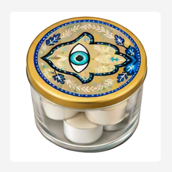 Hand Eye T Lights 4 candles in container – Hand Painted
