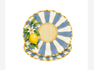 Lemon White and Blue Paper Side Plate