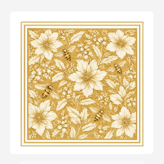 Gold Bee Flower Disposable Paper Placemats Set 24