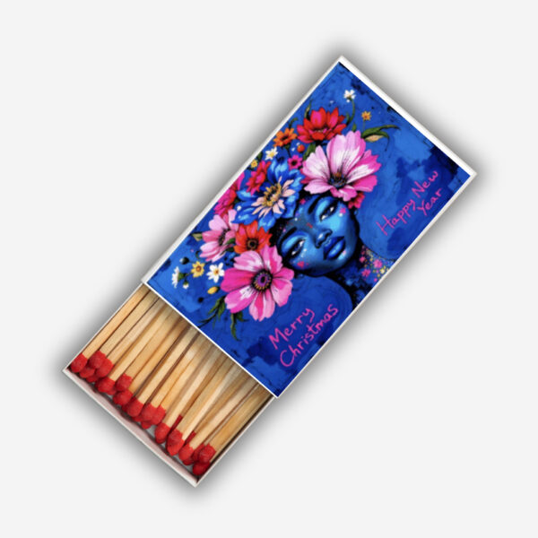 Merry Christmas Lady Face Blue Matchboxes