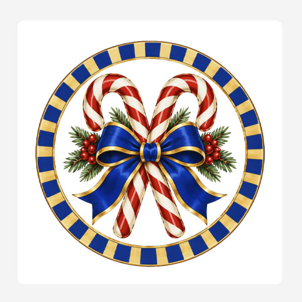 Candy Cane Bow Disposable Round Placemat Set 24