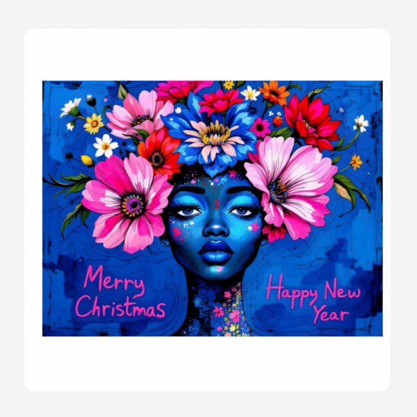 Merry Christmas Lady Face Blue Placemats